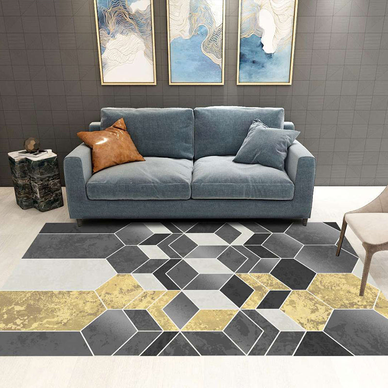 Nordic Abstract Botanical Rug Multi-Colored Synthetics Rug Non-Slip Machine Washable Pet Friendly Carpet for Living Room Black-Gray Clearhalo 'Area Rug' 'Rug' 2140530