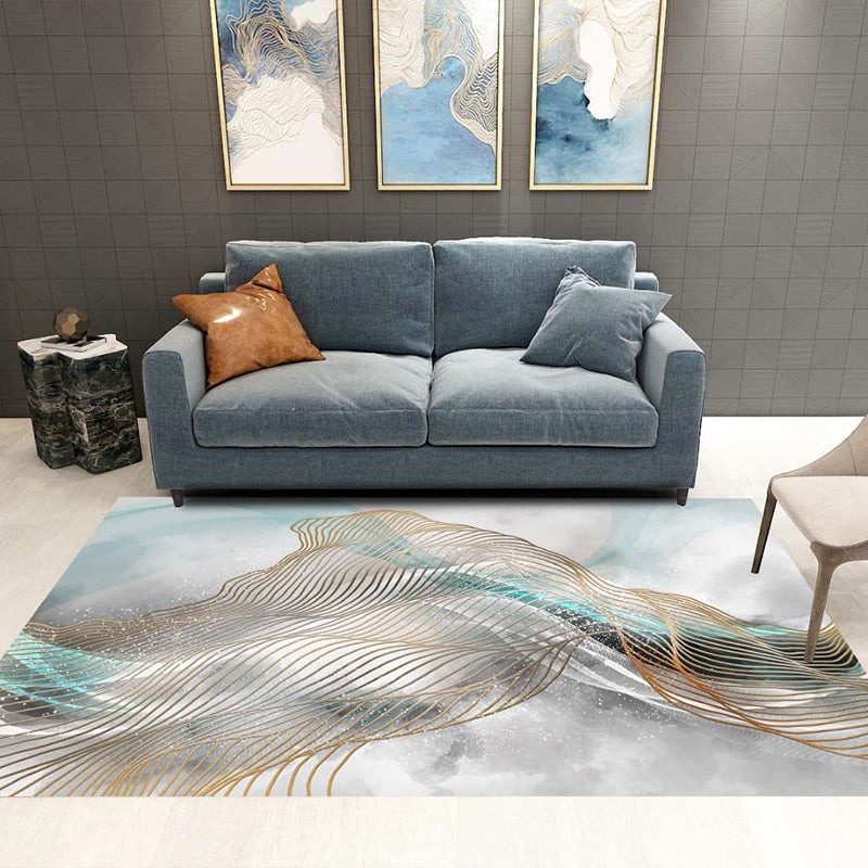 Nordic Abstract Botanical Rug Multi-Colored Synthetics Rug Non-Slip Machine Washable Pet Friendly Carpet for Living Room Light Gray Clearhalo 'Area Rug' 'Rug' 2140536