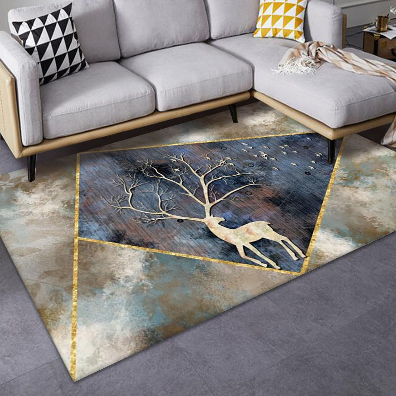 Luxe Mid-Century Rug Multi Colored Abstract Pattern Carpet Machine Washable Non-Slip Backing Stain Resistant Rug for Home Decor Dark Blue Clearhalo 'Area Rug' 'Rug' 2140544