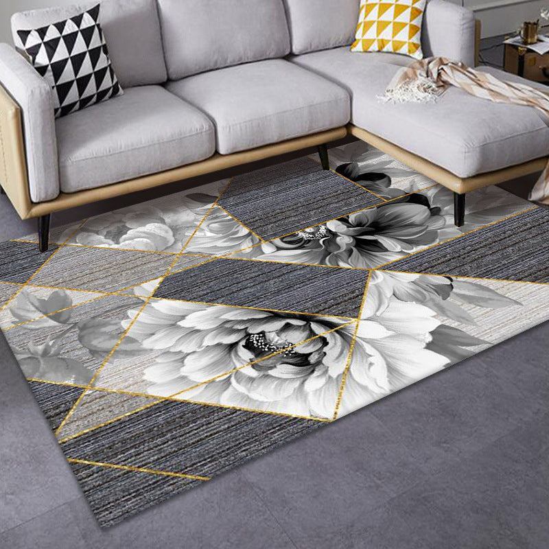 Luxe Mid-Century Rug Multi Colored Abstract Pattern Carpet Machine Washable Non-Slip Backing Stain Resistant Rug for Home Decor Dark Gray Clearhalo 'Area Rug' 'Rug' 2140546