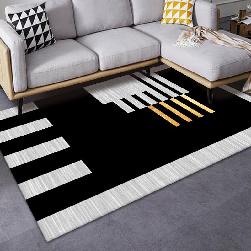 Luxe Mid-Century Rug Multi Colored Abstract Pattern Carpet Machine Washable Non-Slip Backing Stain Resistant Rug for Home Decor Black-Gray Clearhalo 'Area Rug' 'Rug' 2140549
