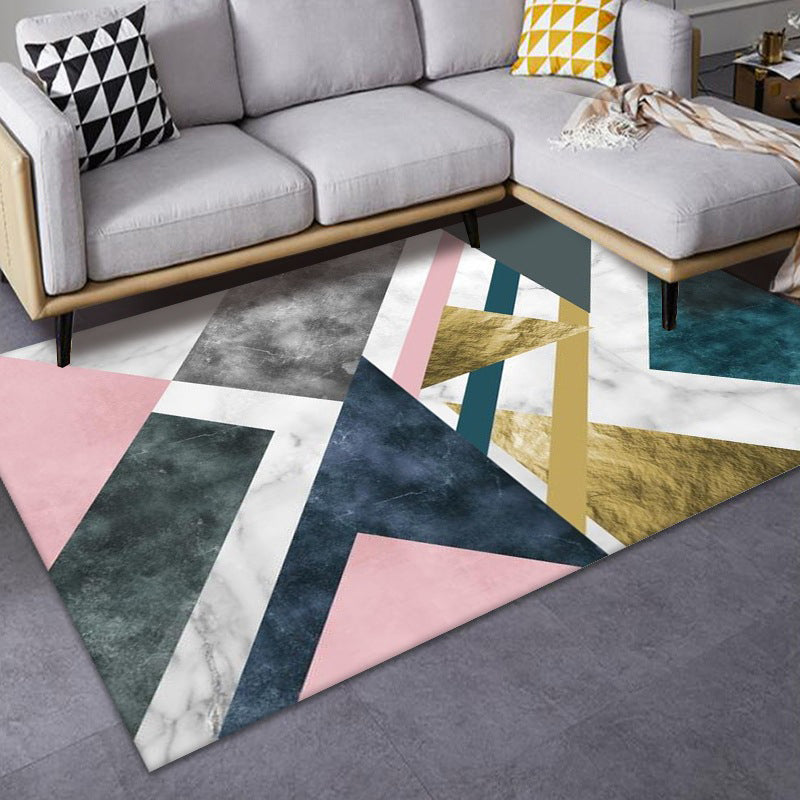 Luxe Mid-Century Rug Multi Colored Abstract Pattern Carpet Machine Washable Non-Slip Backing Stain Resistant Rug for Home Decor Blue-Pink Clearhalo 'Area Rug' 'Rug' 2140553