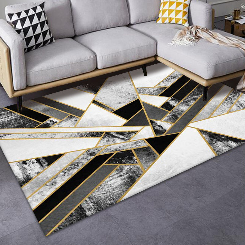 Luxe Mid-Century Rug Multi Colored Abstract Pattern Carpet Machine Washable Non-Slip Backing Stain Resistant Rug for Home Decor White-Black Clearhalo 'Area Rug' 'Rug' 2140560