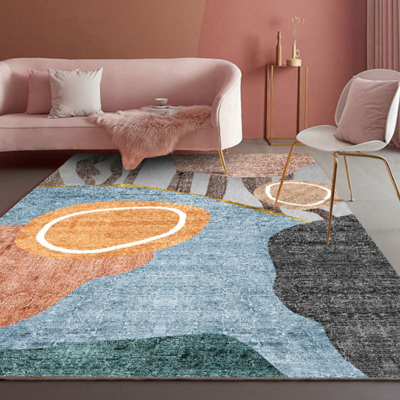 Decorative Multicolor Patterned Rug Polyester Nordic Style Rug Non-Slip Stain Resistant Washable Rug for Room Light Blue-Black Clearhalo 'Area Rug' 'Rug' 2140565