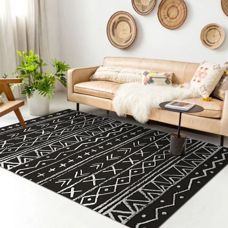 Decorative Multicolor Patterned Rug Polyester Nordic Style Rug Non-Slip Stain Resistant Washable Rug for Room Black-White Clearhalo 'Area Rug' 'Rug' 2140569