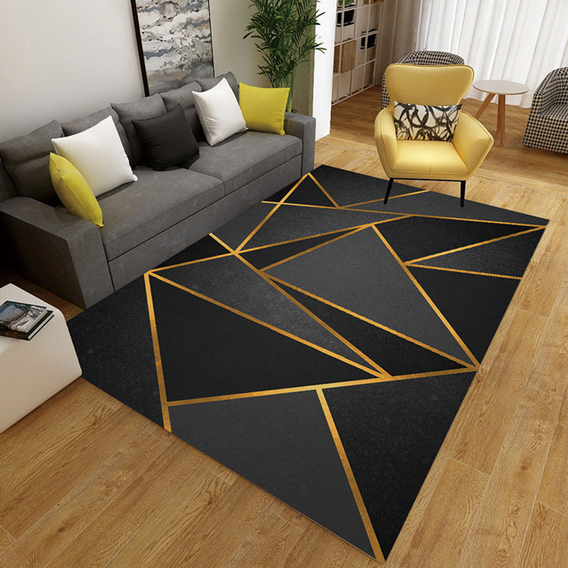 Decorative Multicolor Patterned Rug Polyester Nordic Style Rug Non-Slip Stain Resistant Washable Rug for Room Black-Gold Clearhalo 'Area Rug' 'Rug' 2140571