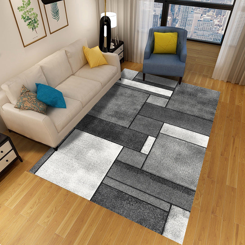 Multi-Colored Geometric Rug Polypropylene Nordic Carpet Machine Washable Stain Resistant Anti-Slip Rug for Home Decoration Dark Gray Clearhalo 'Area Rug' 'Rug' 2140598