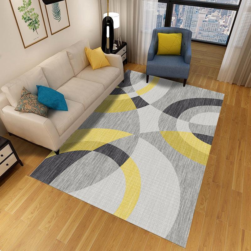 Multi-Colored Geometric Rug Polypropylene Nordic Carpet Machine Washable Stain Resistant Anti-Slip Rug for Home Decoration Gray-Yellow Clearhalo 'Area Rug' 'Rug' 2140599