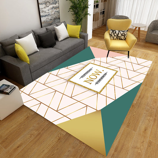 Multi-Colored Geometric Rug Polypropylene Nordic Carpet Machine Washable Stain Resistant Anti-Slip Rug for Home Decoration Clearhalo 'Area Rug' 'Rug' 2140605