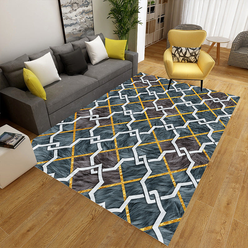 Multi-Colored Geometric Rug Polypropylene Nordic Carpet Machine Washable Stain Resistant Anti-Slip Rug for Home Decoration Blue-Brown Clearhalo 'Area Rug' 'Rug' 2140614