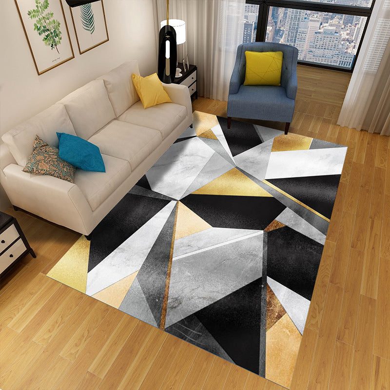 Multi-Colored Geometric Rug Polypropylene Nordic Carpet Machine Washable Stain Resistant Anti-Slip Rug for Home Decoration Black-Gray Clearhalo 'Area Rug' 'Rug' 2140616