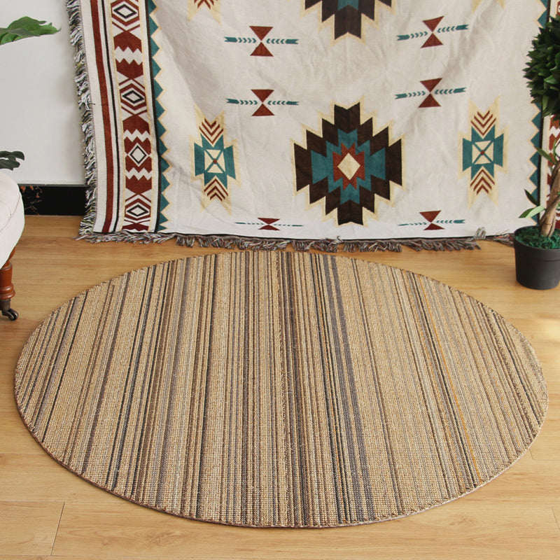 Brown Ticking Stripe Rug Sisal Woven Rustic Carpet Anti-Slip Stain Resistant Washable Rug for Home Decoration Clearhalo 'Area Rug' 'Rug' 2140734