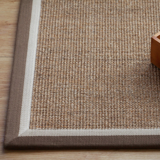 Compact Brown Solid Color Rug Sisal Cottage Carpet Non-Slip Backing Stain Resistant Pet Friendly Rug for Guest Room Brown