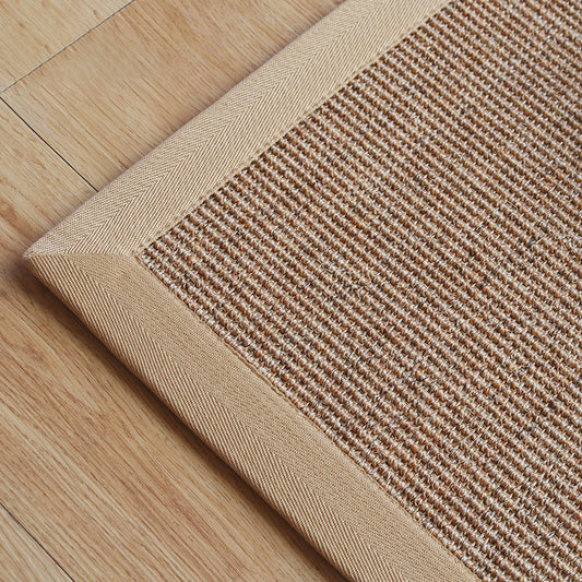 Beige Rustic Rug Sisal Solid Color Rug Washable Non-Slip Pet Friendly Rug for Bedroom Beige
