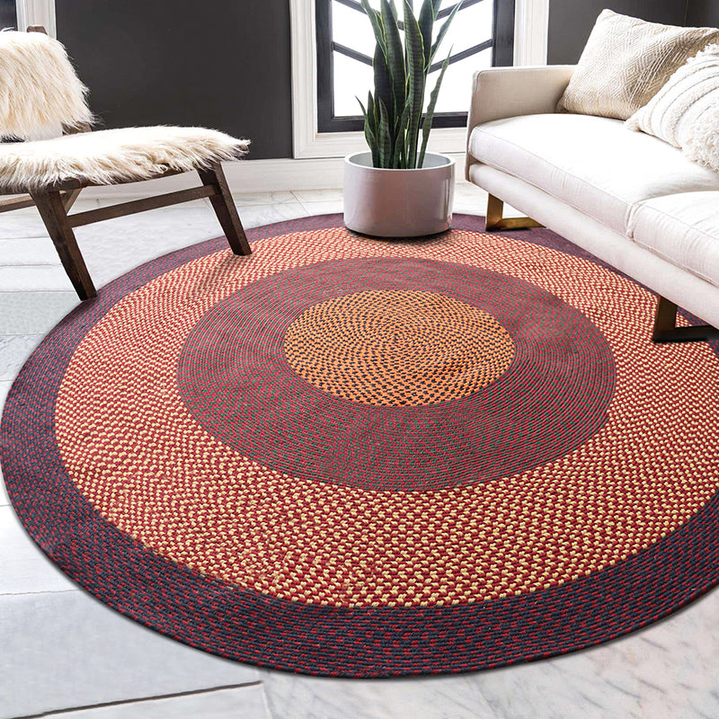 Thick Multicolor Lodge Rug Sisal Geometric Patterned Rug Pet Friendly Anti-Slip Backing Machine Washable Rug for Home Decor Yellow-Red 6'7" x 6'7" Clearhalo 'Area Rug' 'Rug' 2140970