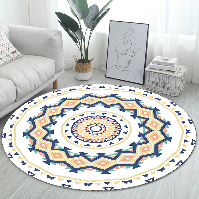 Unique Bohemian Rug Multi Color Seamless Pattern Rug Washable Anti-Slip Pet Friendly Area Carpet for Room Decor White-Yellow Clearhalo 'Area Rug' 'Bohemian' 'Rugs' Rug' 2141054