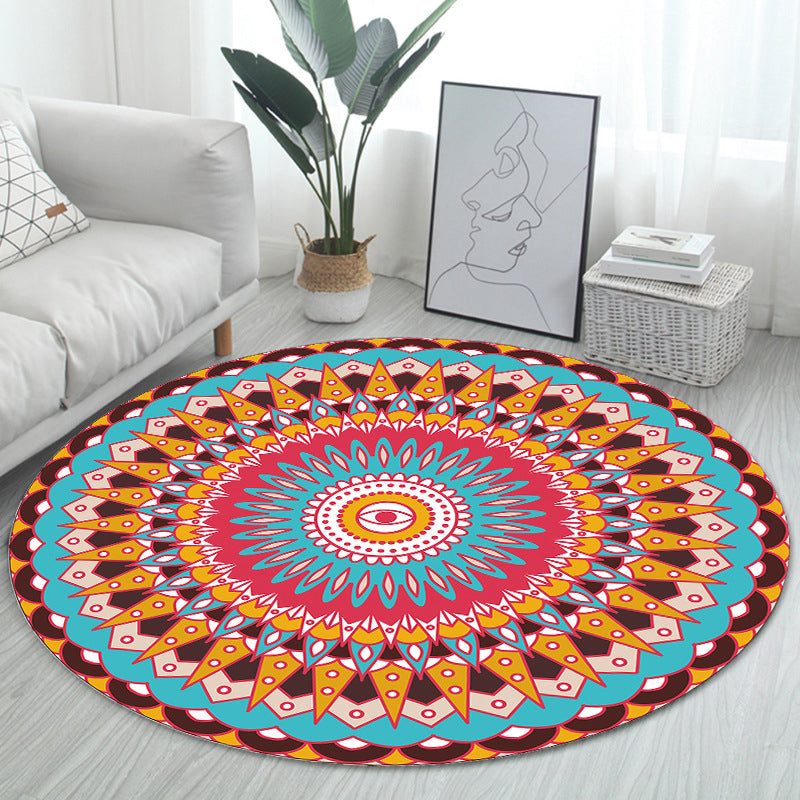 Unique Bohemian Rug Multi Color Seamless Pattern Rug Washable Anti-Slip Pet Friendly Area Carpet for Room Decor Sky Blue-Yellow Clearhalo 'Area Rug' 'Bohemian' 'Rugs' Rug' 2141061