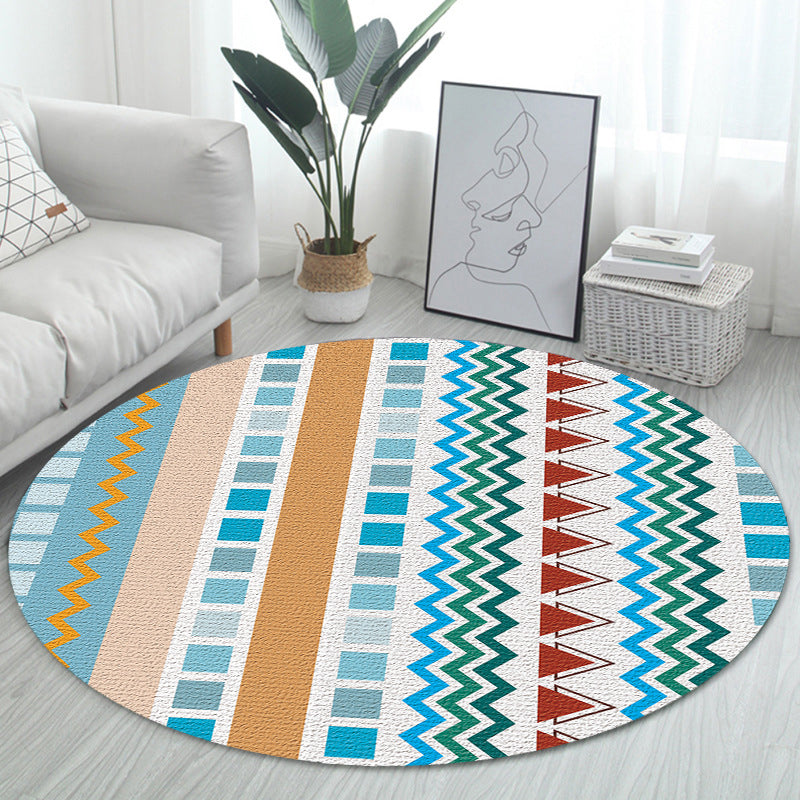 Unique Bohemian Rug Multi Color Seamless Pattern Rug Washable Anti-Slip Pet Friendly Area Carpet for Room Decor Blue-Red Clearhalo 'Area Rug' 'Bohemian' 'Rugs' Rug' 2141065