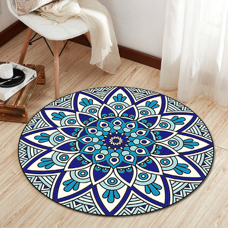 Boho Living Room Rug Multi-Color Flower Print Carpet Synthetics Stain Resistant Non-Slip Pet Friendly Area Rug Blue Clearhalo 'Area Rug' 'Bohemian' 'Rugs' Rug' 2141078