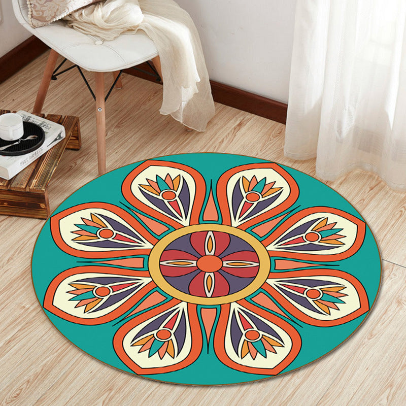 Boho Living Room Rug Multi-Color Flower Print Carpet Synthetics Stain Resistant Non-Slip Pet Friendly Area Rug Green Clearhalo 'Area Rug' 'Bohemian' 'Rugs' Rug' 2141080