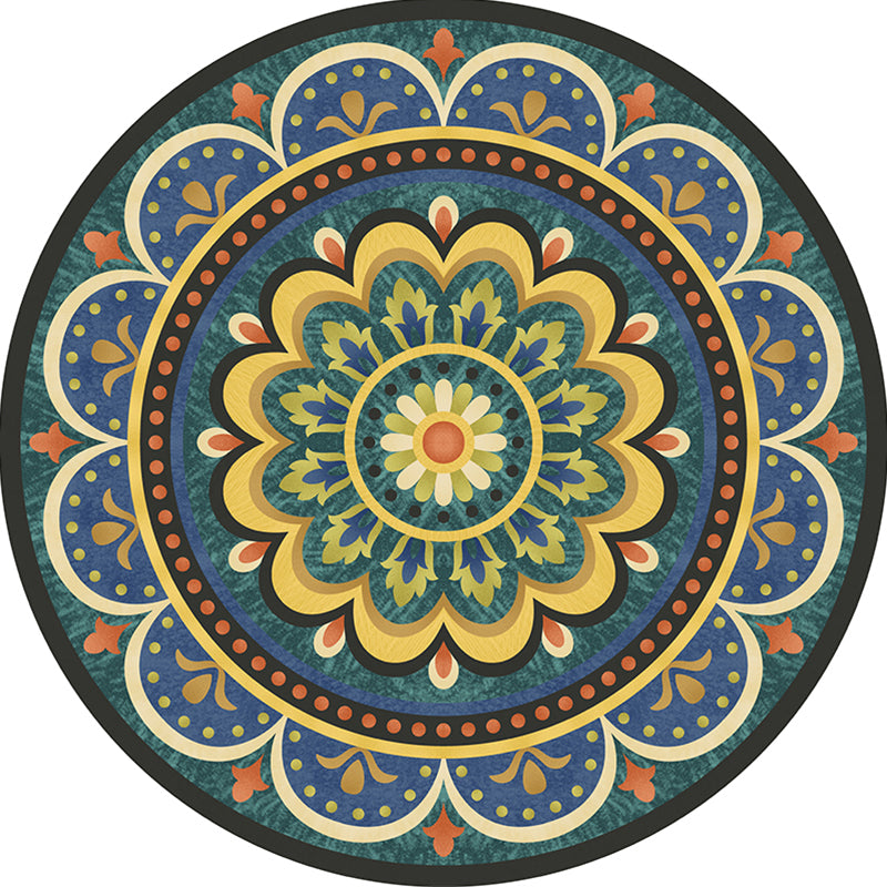 Multicolor Tribal Print Rug Polyester Bohemian Carpet Stain Resistant Machine Washable Non-Slip Rug for Bedroom Green-Blue Clearhalo 'Area Rug' 'Bohemian' 'Rugs' Rug' 2141127