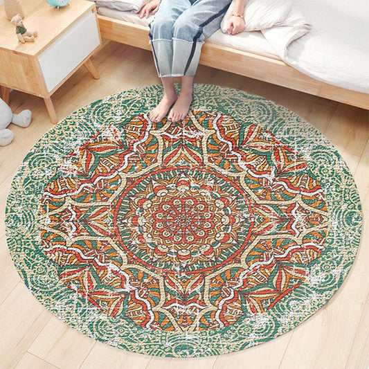 Nostalgic Traditional Rug Multi-Colored Floral Printed Carpet Anti-Slip Backing Pet Friendly Machine Washable Rug for Bedroom Green-Red Clearhalo 'Area Rug' 'Bohemian' 'Rugs' Rug' 2141137