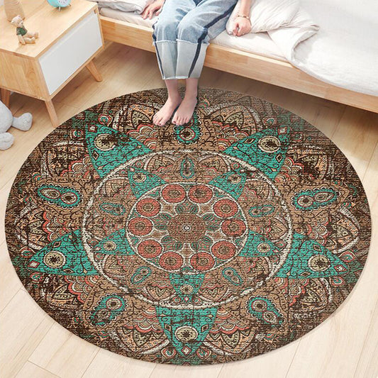 Nostalgic Traditional Rug Multi-Colored Floral Printed Carpet Anti-Slip Backing Pet Friendly Machine Washable Rug for Bedroom Khaki Clearhalo 'Area Rug' 'Bohemian' 'Rugs' Rug' 2141138