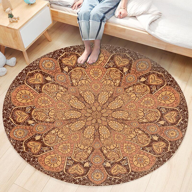 Nostalgic Traditional Rug Multi-Colored Floral Printed Carpet Anti-Slip Backing Pet Friendly Machine Washable Rug for Bedroom Red Brown Clearhalo 'Area Rug' 'Bohemian' 'Rugs' Rug' 2141140