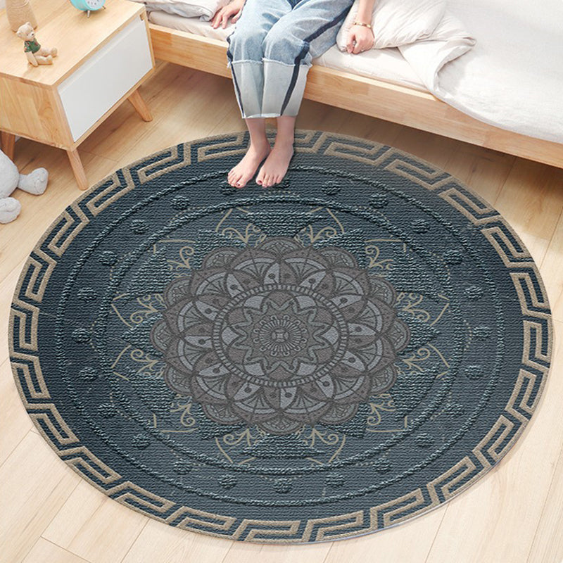 Nostalgic Traditional Rug Multi-Colored Floral Printed Carpet Anti-Slip Backing Pet Friendly Machine Washable Rug for Bedroom Dark Blue-Gray Clearhalo 'Area Rug' 'Bohemian' 'Rugs' Rug' 2141143