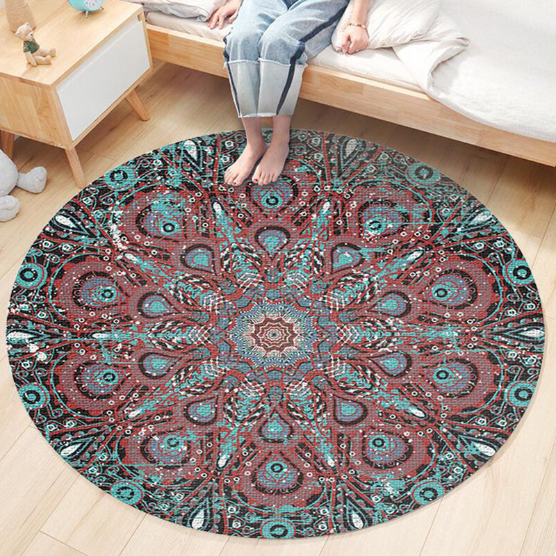 Nostalgic Traditional Rug Multi-Colored Floral Printed Carpet Anti-Slip Backing Pet Friendly Machine Washable Rug for Bedroom Dark Red Clearhalo 'Area Rug' 'Bohemian' 'Rugs' Rug' 2141147