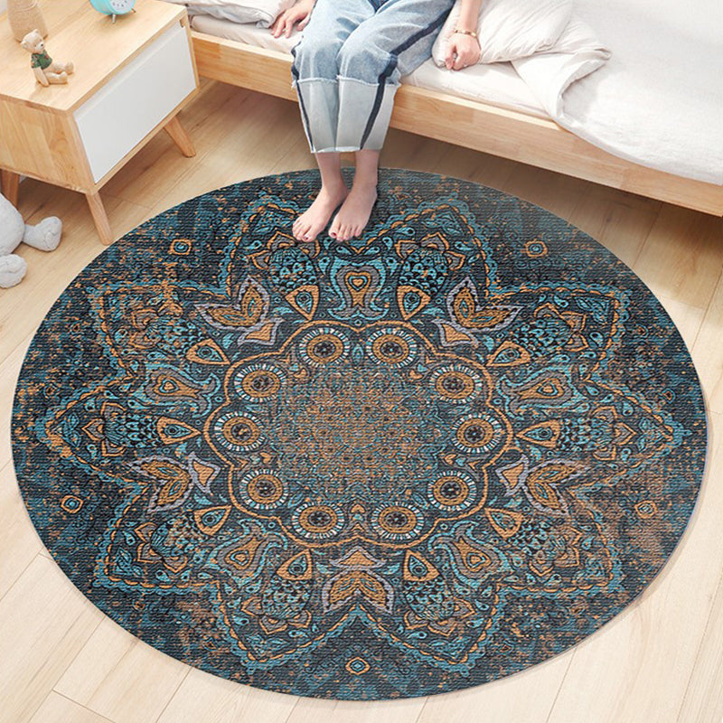 Nostalgic Traditional Rug Multi-Colored Floral Printed Carpet Anti-Slip Backing Pet Friendly Machine Washable Rug for Bedroom Blue-Orange Clearhalo 'Area Rug' 'Bohemian' 'Rugs' Rug' 2141150