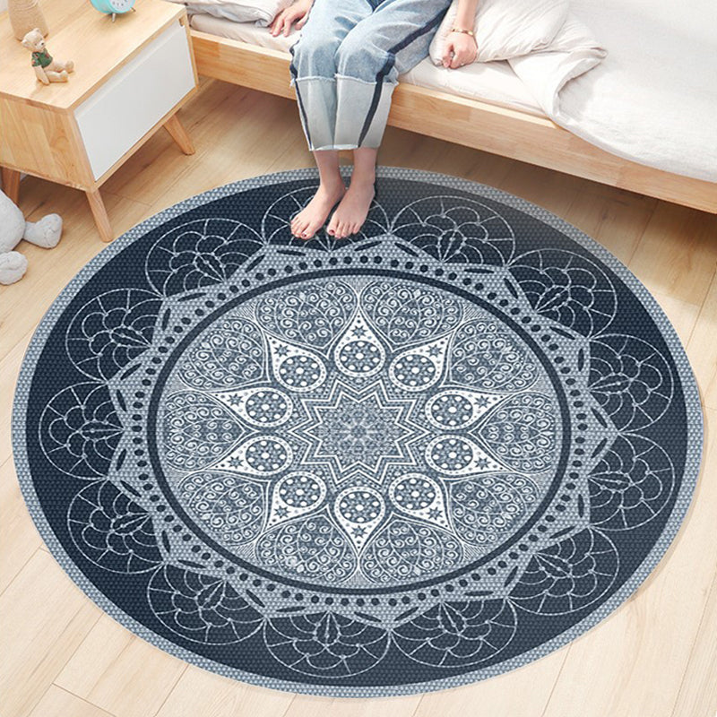 Nostalgic Traditional Rug Multi-Colored Floral Printed Carpet Anti-Slip Backing Pet Friendly Machine Washable Rug for Bedroom Dark Blue Clearhalo 'Area Rug' 'Bohemian' 'Rugs' Rug' 2141156