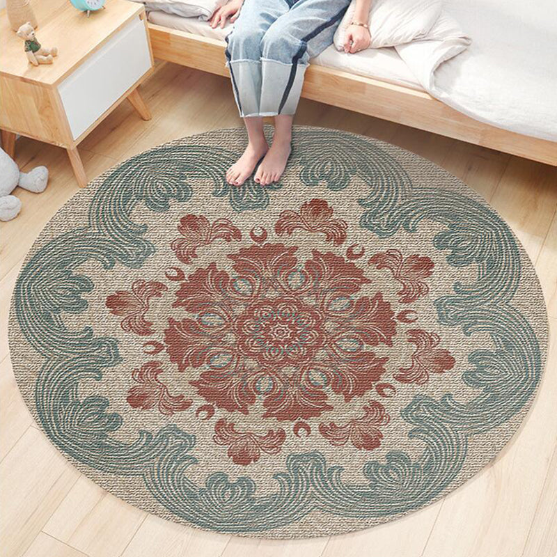 Nostalgic Traditional Rug Multi-Colored Floral Printed Carpet Anti-Slip Backing Pet Friendly Machine Washable Rug for Bedroom Gray-Green Clearhalo 'Area Rug' 'Bohemian' 'Rugs' Rug' 2141159