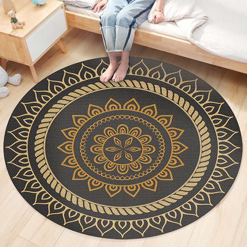 Nostalgic Traditional Rug Multi-Colored Floral Printed Carpet Anti-Slip Backing Pet Friendly Machine Washable Rug for Bedroom Blue-Yellow Clearhalo 'Area Rug' 'Bohemian' 'Rugs' Rug' 2141160
