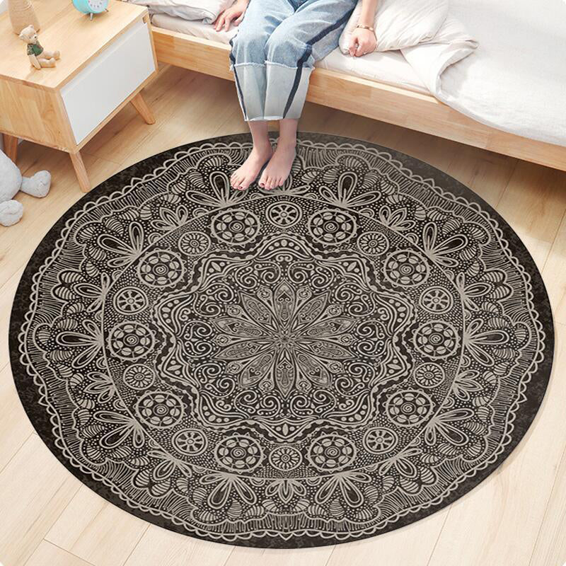 Nostalgic Traditional Rug Multi-Colored Floral Printed Carpet Anti-Slip Backing Pet Friendly Machine Washable Rug for Bedroom Black-Gray Clearhalo 'Area Rug' 'Bohemian' 'Rugs' Rug' 2141162