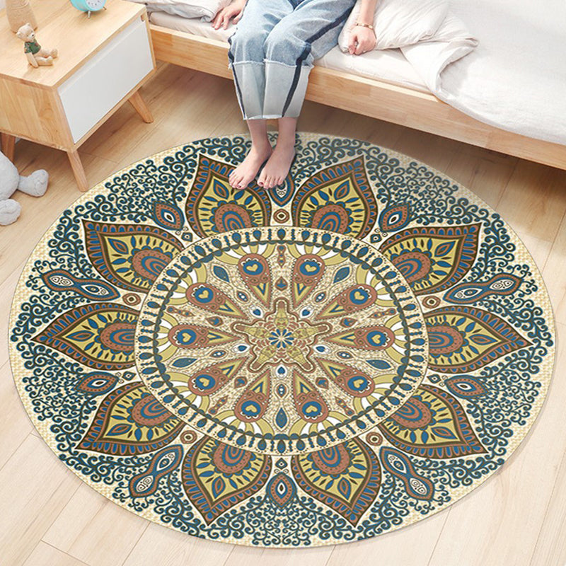 Classic Flower Patterned Rug Multicolor Bohemian Rug Polypropylene Washable Stain Resistant Non-Slip Backing Rug for Home Yellow-Green Clearhalo 'Area Rug' 'Bohemian' 'Rugs' Rug' 2141163