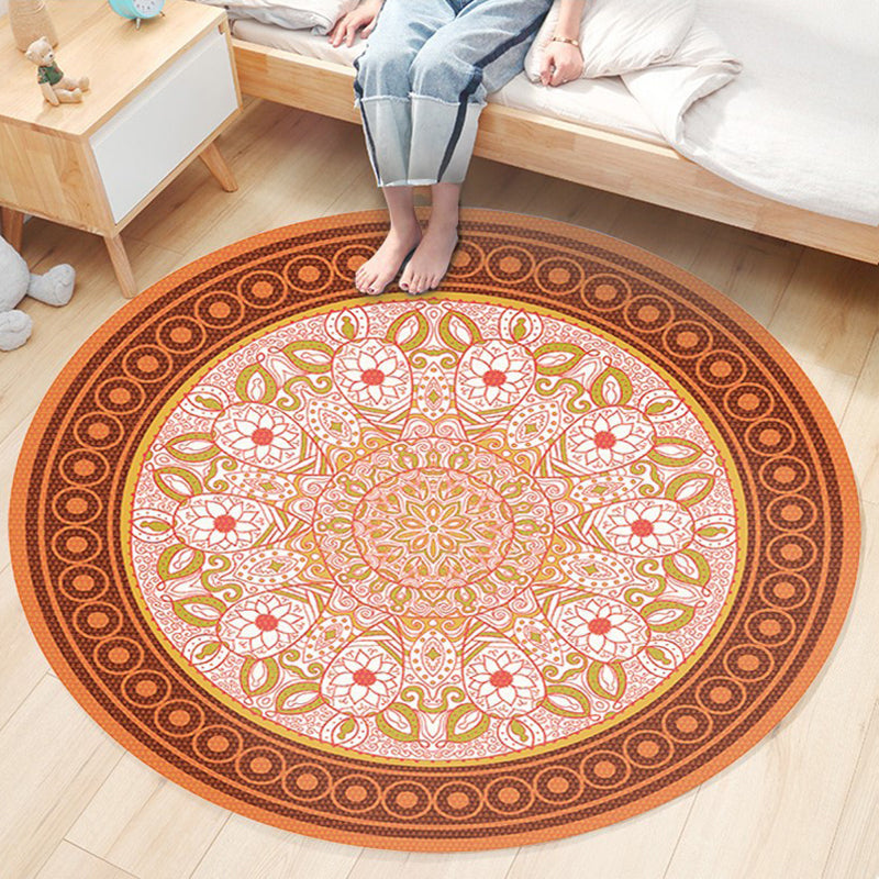 Classic Flower Patterned Rug Multicolor Bohemian Rug Polypropylene Washable Stain Resistant Non-Slip Backing Rug for Home Yellow-Red Clearhalo 'Area Rug' 'Bohemian' 'Rugs' Rug' 2141172