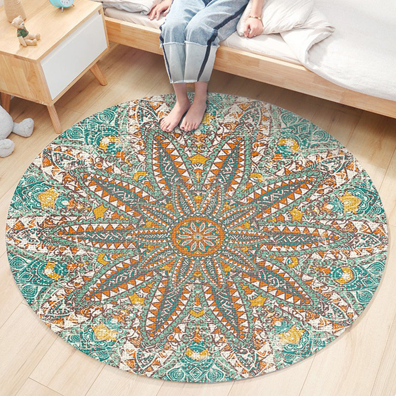 Classic Flower Patterned Rug Multicolor Bohemian Rug Polypropylene Washable Stain Resistant Non-Slip Backing Rug for Home Green Clearhalo 'Area Rug' 'Bohemian' 'Rugs' Rug' 2141176