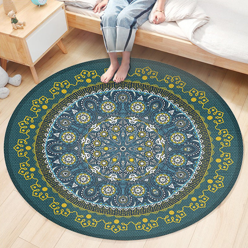 Classic Flower Patterned Rug Multicolor Bohemian Rug Polypropylene Washable Stain Resistant Non-Slip Backing Rug for Home Light Blue-Yellow Clearhalo 'Area Rug' 'Bohemian' 'Rugs' Rug' 2141177