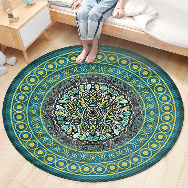 Classic Flower Patterned Rug Multicolor Bohemian Rug Polypropylene Washable Stain Resistant Non-Slip Backing Rug for Home Aqua Clearhalo 'Area Rug' 'Bohemian' 'Rugs' Rug' 2141179