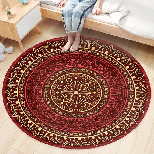 Classic Flower Patterned Rug Multicolor Bohemian Rug Polypropylene Washable Stain Resistant Non-Slip Backing Rug for Home Rose Red Clearhalo 'Area Rug' 'Bohemian' 'Rugs' Rug' 2141180