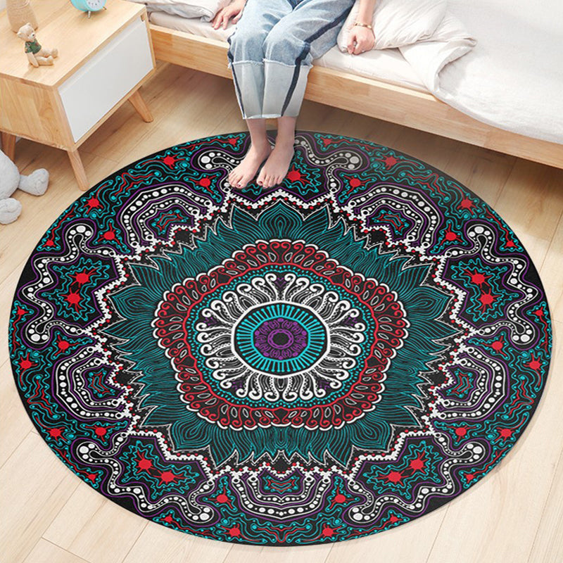 Classic Flower Patterned Rug Multicolor Bohemian Rug Polypropylene Washable Stain Resistant Non-Slip Backing Rug for Home Blackish Green Clearhalo 'Area Rug' 'Bohemian' 'Rugs' Rug' 2141181