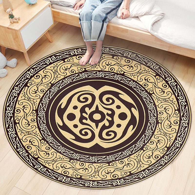 Classic Flower Patterned Rug Multicolor Bohemian Rug Polypropylene Washable Stain Resistant Non-Slip Backing Rug for Home Yellow-Brown Clearhalo 'Area Rug' 'Bohemian' 'Rugs' Rug' 2141182