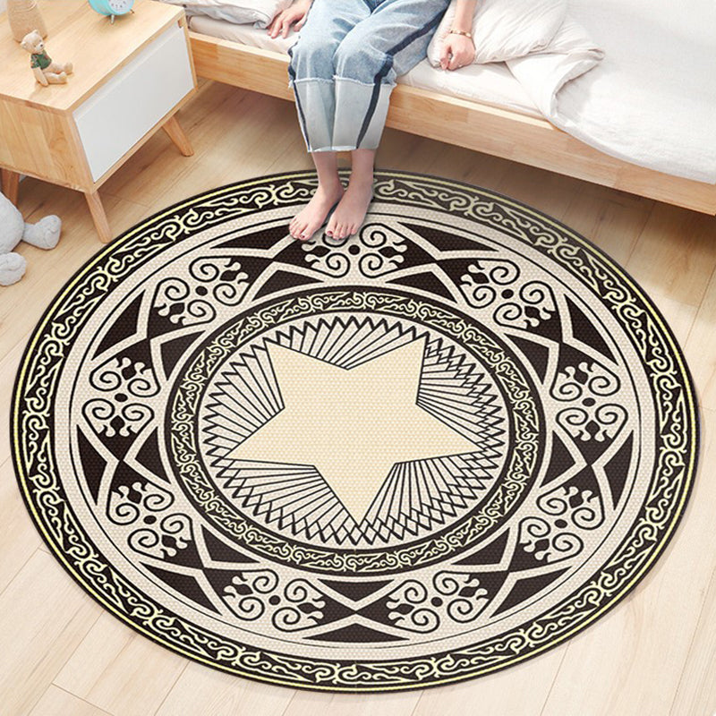 Classic Flower Patterned Rug Multicolor Bohemian Rug Polypropylene Washable Stain Resistant Non-Slip Backing Rug for Home Black Clearhalo 'Area Rug' 'Bohemian' 'Rugs' Rug' 2141187