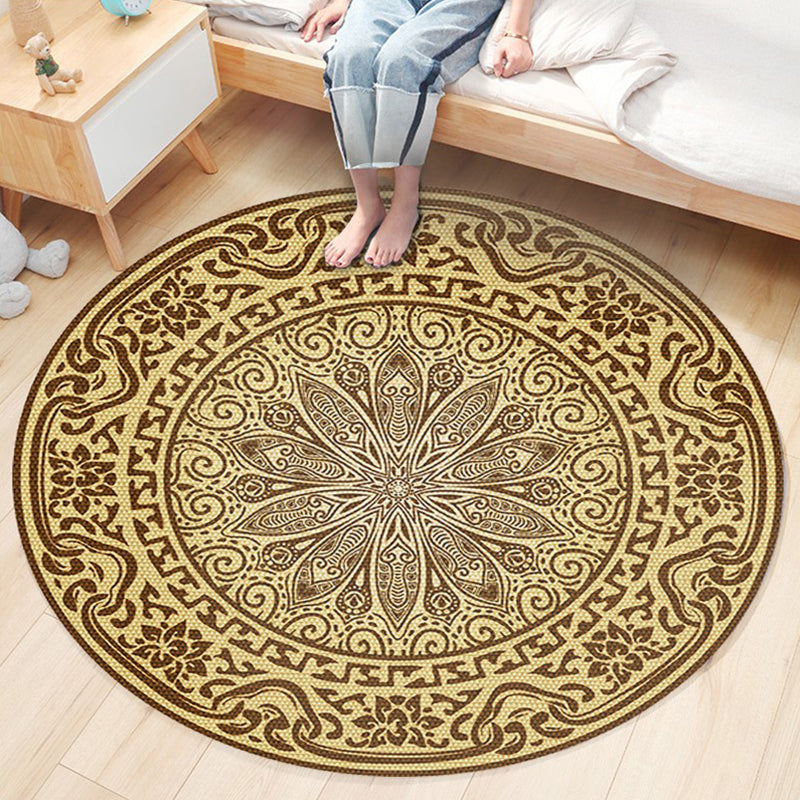 Classic Flower Patterned Rug Multicolor Bohemian Rug Polypropylene Washable Stain Resistant Non-Slip Backing Rug for Home Yellow Clearhalo 'Area Rug' 'Bohemian' 'Rugs' Rug' 2141188