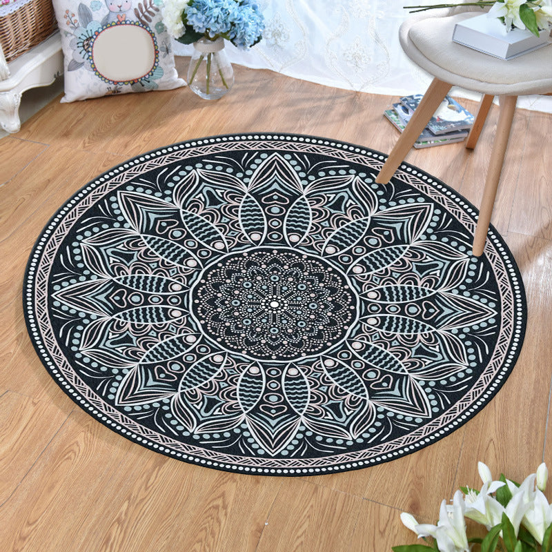 Olden Bohemian Style Rug Multi Color Tribal Pattern Carpet Non-Slip Backing Stain Resistant Washable Rug for Sitting Room Dark Blue-White Clearhalo 'Area Rug' 'Bohemian' 'Rugs' Rug' 2141194