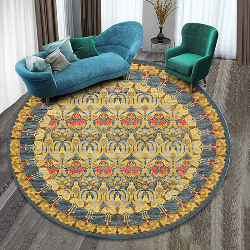 Nice Multi Colored Boho Rug Synthetics Flower Carpet Anti-Slip Backing Washable Stain Resistant Rug for Family Room Gold Clearhalo 'Area Rug' 'Bohemian' 'Rugs' Rug' 2141212