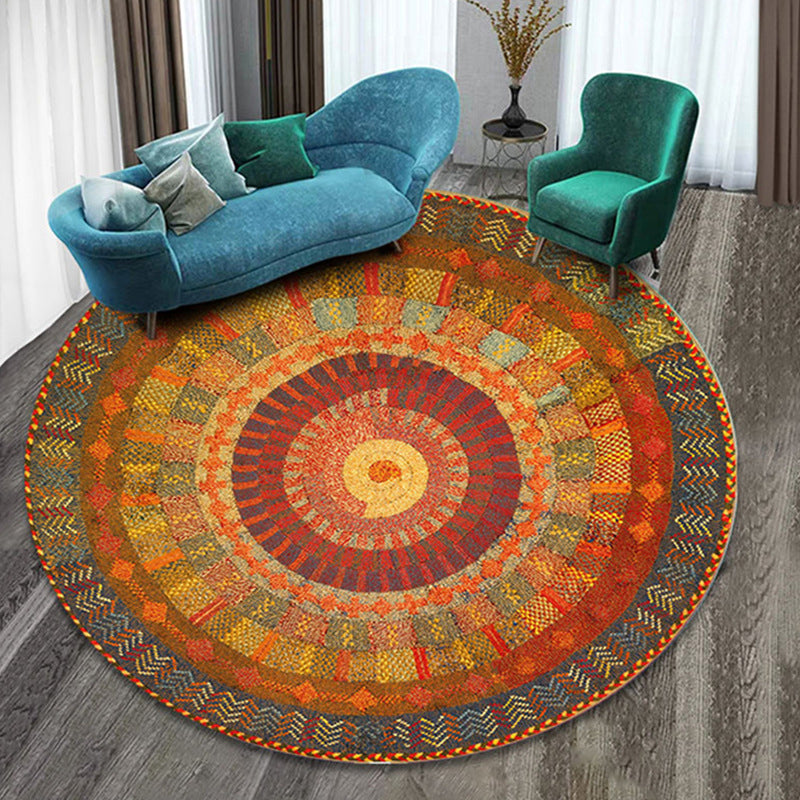 Nice Multi Colored Boho Rug Synthetics Flower Carpet Anti-Slip Backing Washable Stain Resistant Rug for Family Room Yellow-Red Clearhalo 'Area Rug' 'Bohemian' 'Rugs' Rug' 2141214