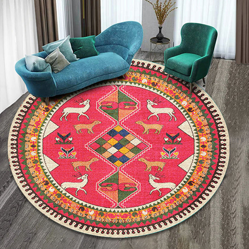 Nice Multi Colored Boho Rug Synthetics Flower Carpet Anti-Slip Backing Washable Stain Resistant Rug for Family Room Pink Clearhalo 'Area Rug' 'Bohemian' 'Rugs' Rug' 2141215