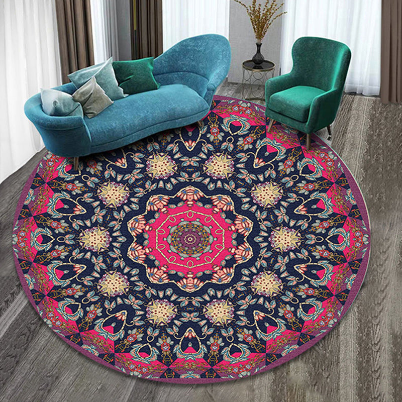 Nice Multi Colored Boho Rug Synthetics Flower Carpet Anti-Slip Backing Washable Stain Resistant Rug for Family Room Purple-Red Clearhalo 'Area Rug' 'Bohemian' 'Rugs' Rug' 2141216